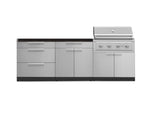 NewAge Outdoor Kitchens Stainless-Steel 5-Piece Cabinet Set with 3-Drawer, Bar, Grill Cabinet, Performance Grill and Countertop-71169-Garage Giant 