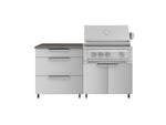NewAge Outdoor Kitchens Stainless Steel 4-Piece Cabinet set with Casters and 3 Drawer, Grill Cabinet, Platinum Grill, Countertop-72180-Garage Giant 