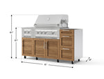 NewAge Outdoor Kitchens Outdoor Grill Island Stainless-Steel Louvered Doors 5-Piece Cabinet Set with Casters and 3-Drawer, Grill Cabinet, Dual Side Burner and Platinum Grill - (Liquid Propane) 