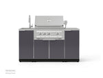 NewAge Outdoor Kitchens Outdoor Grill Island Aluminum 5-Piece Cabinet Set with Sink, 1 Door, Grill Cabinet, Platinum Grill and Stainless Steel Countertop-74644-Garage Giant 