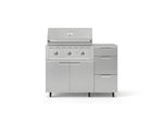 NewAge Outdoor Kitchens Outdoor Grill Island Stainless-Steel 4-Piece Cabinet Set with Casters and 3-Drawer, Grill Cabinet, Performance Grill, Countertop 