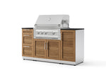 NewAge Outdoor Kitchens Outdoor Grill Island Stainless-Steel Louvered Doors 6-Piece Cabinet Set with 1 Door, 3 Drawer, Grill Cabinet, Platinum Grill and Dekton in Sirius Countertops - (Natural Gas) | Garage Giant 