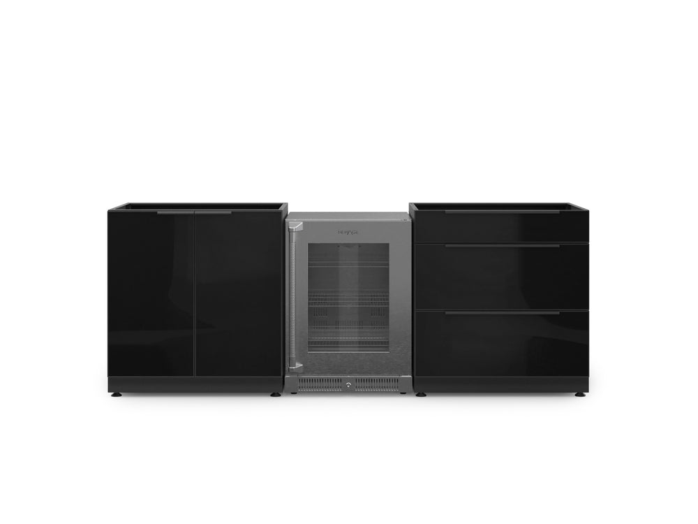 NewAge Outdoor Kitchens Aluminum 3-Piece Cabinet Set with 3-Drawer, 2-Door Cabinet, and Glass Door Fridge-71535-Garage Giant