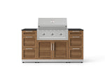 NewAge Outdoor Kitchens Outdoor Grill Island Stainless-Steel Louvered Doors 6-Piece Cabinet Set with 3 Drawers, Grill Cabinet, Performance Grill and Dekton in Sirius Countertops - (Natural Gas) 