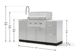 NewAge Outdoor Kitchens Outdoor Grill Island Stainless-Steel 5-Piece Cabinet Set with Sink, 3 Drawer, Grill Cabinet, Performance Grill and Stainless Steel Countertop - (Natural Gas) 