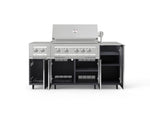 NewAge Outdoor Kitchens Outdoor Grill Island Aluminum 6-Piece Cabinet Set with Casters and 1-Door, Grill Cabinet, Platinum Grill, Dual Side Burner, Countertop-74858-Garage Giant 