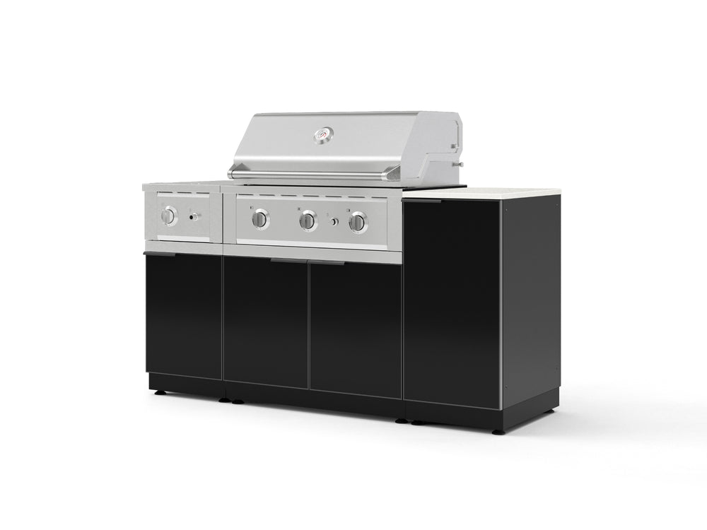 NewAge Outdoor Kitchens Outdoor Grill Island Aluminum 6-Piece Cabinet Set with 1-Door, Grill Cabinet, Performance Grill, Side Burner and Countertop - (Natural Gas) | Garage Giant