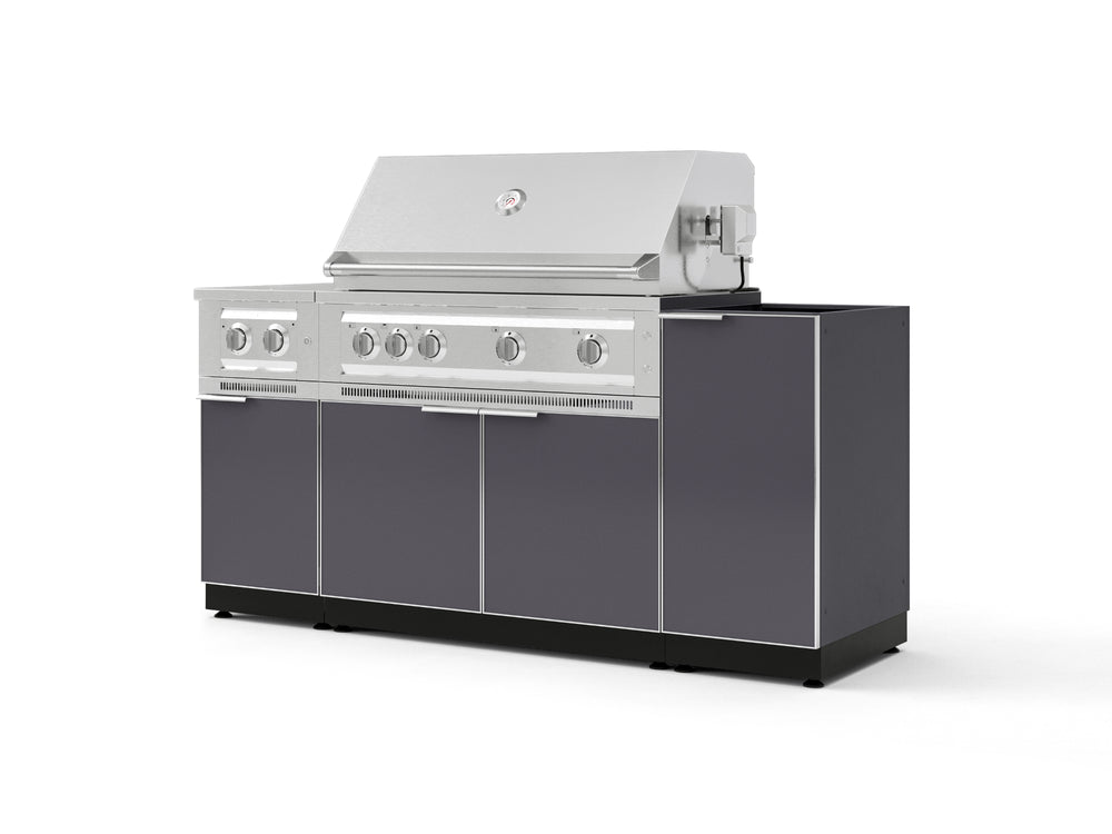 NewAge Outdoor Kitchens Outdoor Grill Island Aluminum 5-Piece Cabinet Set with 1-Door, Grill Cabinet, Dual Side Burner and Platinum Grill - (Liquid Propane) | Garage Giant