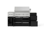 NewAge Outdoor Kitchens Outdoor Grill Island Stainless-Steel 6-Piece Cabinet Set with 3-Drawer, Grill Cabinet, Platinum Grill, Dual Side Burner and Dekton in Aeris Countertop - (Natural Gas) 