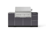 NewAge Outdoor Kitchens Outdoor Grill Island Aluminum 5-Piece Cabinet Set with Sink, 3 Drawer, Grill Cabinet, Platinum Grill and Stainless Steel Countertop - (Natural Gas) 