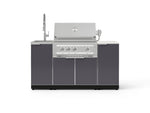 NewAge Outdoor Kitchens Outdoor Grill Island Aluminum 5-Piece Cabinet Set with Sink, 1 Door, Grill Cabinet, Platinum Grill and Stainless Steel Countertop - (Natural Gas) 