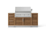 NewAge Outdoor Kitchens Outdoor Grill Island Stainless-Steel Louvered Doors 6-Piece Cabinet Set with 1 Door, 3 Drawer, Grill Cabinet, Platinum Grill and Dekton in Aeris Countertops - (Natural Gas) 