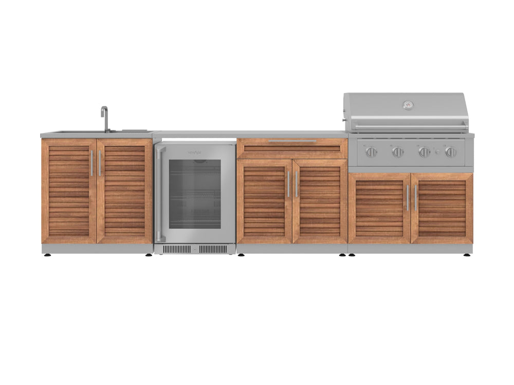 NewAge Outdoor Kitchens Stainless Steel 6-Piece Cabinet Set with Sink, Bar, Grill Cabinet, Performance Grill, Countertop and Fridge-66386-Garage Giant