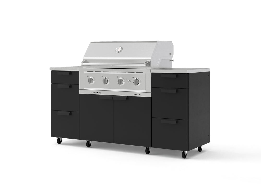 NewAge Outdoor Kitchens Outdoor Grill Island Stainless-Steel 6-Piece Cabinet Set with Casters 3 Drawers, Grill Cabinet, Performance Grill, Countertops | 74375