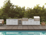NewAge Outdoor Kitchens Stainless Steel Louvered Doors 6-Piece Cabinet Set with 3 Drawer, Grill Cabinet, Platinum Griddle, Grill and Countertop-75161-Garage Giant 