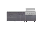 NewAge Outdoor Kitchens Aluminum 5-Piece Cabinet Set With Casters and 3 Drawer, Bar, Grill Cabinet, Performance Grill, Countertop-72640-Garage Giant 