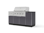 NewAge Outdoor Kitchens Outdoor Grill Island Aluminum 6-Piece Cabinet Set with 1-Door, Grill Cabinet, Performance Grill, Side Burner and Countertop - (Liquid Propane) | Garage Giant 