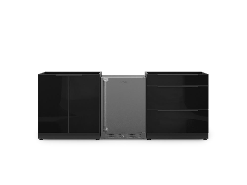 NewAge Outdoor Kitchens Aluminum 3-Piece Cabinet Set with 3-Drawer, 2-Door Cabinet, and Stainless Steel Door Fridge-71534-Garage Giant