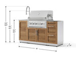 NewAge Outdoor Kitchens Outdoor Grill Island Stainless-Steel Louvered 5-Piece Cabinet Set with Sink, 3 Drawer, Grill Cabinet, Platinum Grill and Stainless Steel Countertop - (Natural Gas) 