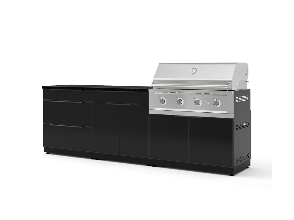 NewAge Outdoor Kitchens Aluminum 5-Piece Cabinet Set With 3 Drawer, Bar, Grill Cabinet, Performance Grill and Countertop-73302-Garage Giant