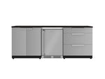 NewAge Outdoor Kitchens Stainless Steel 5-Piece Cabinet Set with 3-Drawer, 2-Door Cabinet, Countertops and Fridge-72116-Garage Giant 