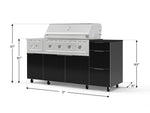 NewAge Outdoor Kitchens Outdoor Grill Island Aluminum 6-Piece Cabinet Set with Casters and 3-Drawer, Grill Cabinet, Performance Grill, Side Burner and Dekton in Sirius Countertop - (Liquid Propane) 