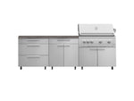 NewAge Outdoor Kitchens Stainless Steel 5-Piece Cabinet Set with Casters and 3 Drawer, Bar, Grill Cabinet, Platinum Grill, Countertop-72623-Garage Giant 