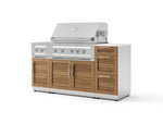 NewAge Outdoor Kitchens Outdoor Grill Island Stainless-Steel Louvered Doors 6-Piece Cabinet Set with 3-Drawer, Grill Cabinet, Platinum Grill, Dual Side Burner and Dekton in Aeris Countertop - (Liquid Propane) | Garage Giant 
