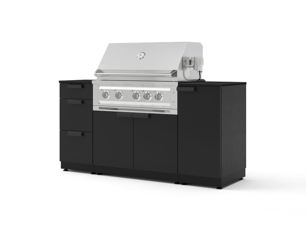 NewAge Outdoor Kitchens Outdoor Grill Island Stainless-Steel 6-Piece Cabinet Set with 1 Door, 3 Drawer, Grill Cabinet, Platinum Grill and Dekton in Sirius Countertops - (Natural Gas) | Garage Giant