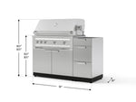 NewAge Outdoor Kitchens Outdoor Grill Island Stainless-Steel 3-Piece Cabinet Set with 3-Drawer, Grill Cabinet and Platinum Grill - (Natural Gas) 