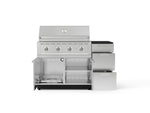 NewAge Outdoor Kitchens Outdoor Grill Island Stainless-Steel 4-Piece Cabinet Set with 3-Drawer, Grill Cabinet, Performance Grill and Dekton in Sirius Countertop - (Liquid Propane) 