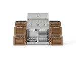 NewAge Outdoor Kitchens Outdoor Grill Island Stainless-Steel Louvered Doors 6-Piece Cabinet Set with 3 Drawers, Grill Cabinet, Performance Grill and Dekton in Sirius Countertops - (Liquid Propane) 