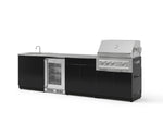 NewAge Outdoor Kitchens Aluminum 6-Piece Cabinet Set with Sink, Bar, Grill Cabinet, Platinum Grill, Countertop and Glass Door Fridge-71494-Garage Giant 