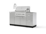 NewAge Outdoor Kitchens Outdoor Grill Island Stainless-Steel 5-Piece Cabinet Set with Sink, 3 Drawer, Grill Cabinet, Platinum Grill and Stainless Steel Countertop - (Natural Gas) | Garage Giant 