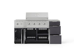 NewAge Outdoor Kitchens Outdoor Grill Island Aluminum 6-Piece Cabinet Set with 3-Drawer, Grill Cabinet, Performance Grill, Side Burner and Countertop-74567-Garage Giant 