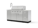 NewAge Outdoor Kitchens Outdoor Grill Island Stainless-Steel 5-Piece Cabinet Set with Sink, 3 Drawer, Grill Cabinet, Performance Grill and Stainless Steel Countertop - (Natural Gas) | Garage Giant 