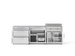 NewAge Outdoor Kitchens Stainless Steel Louvered Doors 5-Piece Cabinet Set with with 3-Drawer, Bar, Grill Cabinet, Platinum Griddle and Countertop-74955-Garage Giant 