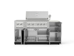 NewAge Outdoor Kitchens Outdoor Grill Island Stainless-Steel 6-Piece Cabinet Set with 1-Door, Grill Cabinet, Platinum Grill, Dual Side Burner and Dekton in Aeris Countertop - (Natural Gas) 