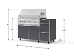 NewAge Outdoor Kitchens Outdoor Grill Island Aluminum 3-Piece Cabinet Set with Casters and 3-Drawer, Grill Cabinet and Platinum Grill - (Liquid Propane) 