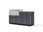 NewAge Outdoor Kitchens Aluminum 4-Piece Cabinet Set with Base, Grill Cabinet, Platinum Griddle and Countertop-74992-Garage Giant 