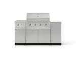 NewAge Outdoor Kitchens Outdoor Grill Island Stainless-Steel 6-Piece Cabinet Set with 1-Door, Grill Cabinet, Performance Grill, Side Burner and Dekton in Aeris Countertop - (Natural Gas) 