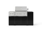 NewAge Outdoor Kitchens Outdoor Grill Island Aluminum 6-Piece Cabinet Set with 1-Door, Grill Cabinet, Platinum Grill, Dual Side Burner and Dekton in Sirius Countertop - (Natural Gas) 