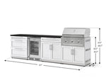 NewAge Outdoor Kitchens Stainless Steel 7-Piece Cabinet Set with 3-Drawer, Bar, Grill Cabinet, Performance Grill, Countertops, and Glass Door Fridge-73626-Garage Giant 