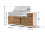 NewAge Outdoor Kitchens Outdoor Grill Island Stainless-Steel Louvered Doors 6-Piece Cabinet Set with 3-Drawer, Grill Cabinet, Platinum Grill, Dual Side Burner and Dekton in Aeris Countertop - (Natural Gas) 