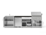 NewAge Outdoor Kitchens Stainless Steel 6-Piece Cabinet Set with Sink, Bar, Grill Cabinet, Platinum Grill, Countertop and Stainless Steel Door Fridge-73767-Garage Giant 