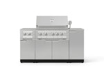 NewAge Outdoor Kitchens Outdoor Grill Island Stainless-Steel 6-Piece Cabinet Set with 1-Door, Grill Cabinet, Platinum Grill, Dual Side Burner and Countertop-73999-Garage Giant 