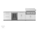 NewAge Outdoor Kitchens Stainless Steel 4-Piece Cabinet Set with 3-Drawer, Bar, Grill Cabinet, and Glass Door Fridge-71415-Garage Giant 