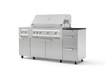 NewAge Outdoor Kitchens Outdoor Grill Island Stainless-Steel 6-Piece Cabinet Set with Casters and 3-Drawer, Grill Cabinet, Platinum Grill, Dual Side Burner and Dekton in Sirius Countertop - (Liquid Propane) | Garage Giant 