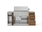 NewAge Outdoor Kitchens Outdoor Grill Island Stainless-Steel Louvered 5-Piece Cabinet Set with Sink, 3 Drawer, Grill Cabinet, Platinum Grill and Stainless Steel Countertop-74781-Garage Giant 