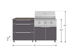 NewAge Outdoor Kitchens Aluminum 4-Piece Cabinet Set with Casters and 3 Drawer, Grill Cabinet, Performance Grill, Countertop-72162-Garage Giant 